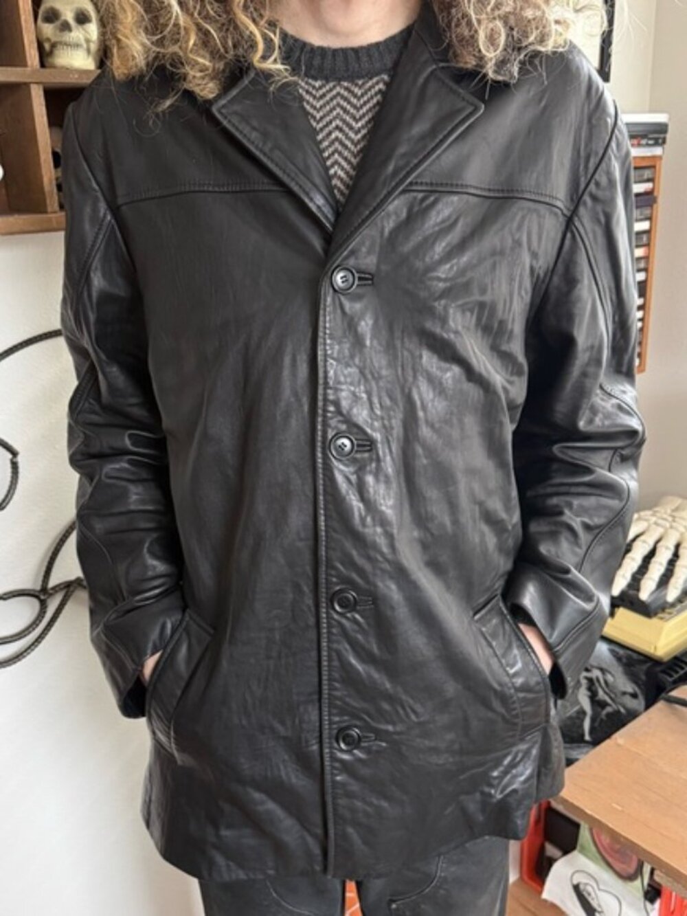 Vintage 90s Black Buttery Soft Leather Jacket Rogue by Reilly Olmes ~ Size XL - Picture 2 of 8